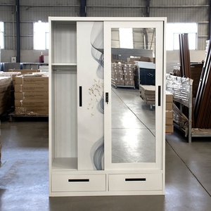 Armoire <span class=keywords><strong>de</strong></span> chambre à coucher personnalisée avec impression UV, armoire en fer, <span class=keywords><strong>placard</strong></span>, 2, 3, 4 portes coulissantes, <span class=keywords><strong>miroir</strong></span>, acier métallique - Product Image 2