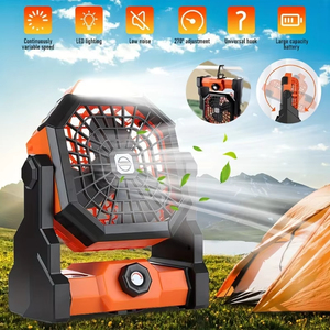 <b>USB</b> Portable Rechargeable Adjustable Speed Lantern Camping Fan With Led Lights for Tent 7800mAh Battery Operated Powered - Product Image 2