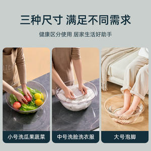 Grand bac rond transparent simple en plastique épaissi, facile à nettoyer, pour salle de bain, cuisine, buanderie - Product Image 4