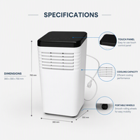 Climatiseur portable électrique 9000 BTU Airwens, faible bruit, autonettoyant, économie d'énergie, compact, pour usage domestique, garantie 3 ans