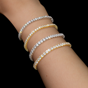 Bracciali Tennis Classici Placcati <span class=keywords><strong>Oro</strong></span> 14k con Zirconi Cubici 5A, Gioielli Raffinati, Regali, 4mm 3mm, per <span class=keywords><strong>Donna</strong></span> e Uomo - Product Image 2