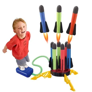 Hot Sale 6Pcs Stomp Rocket Launcher For 6 Consecutive Shots Foam Stomp Rocket Toys Kids Outdoor Garden Sports Toys
