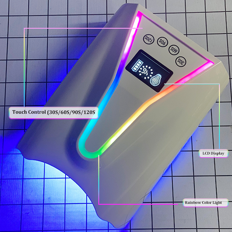 128W High Power UV LED Nail Dryer Lamp 45LEDs Dual Light Source 365+395nm Professional Gel Polish Curing Lamp