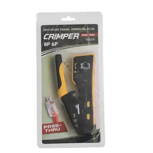 RJ45 Crimping Tool For Cat3 Cat5e Cat6 EZ Cat7 Modular Plug Pass Through Type