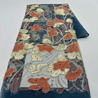 Tissu de luxe perlé avec broderie en mousseline, dentelle perlée avec sequins, tissu africain pour robe de mariée femme