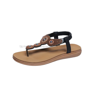 Nouvelles sandales ethniques d'été pour femme, style rétro, plates, perlées, pour la plage - Product Image 5