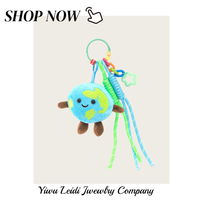 Porte-clés en peluche Terre mignon de dessin animé, poupée planète en peluche douce et durable, pendentif de sac, décoration, cadeau, faible MOQ, logo personnalisé