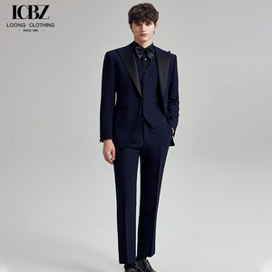 Costume de marié de smoking haut de gamme robe de mariée pour hommes costume bleu marine formel pour hommes costume deux pièces - Product Image 3