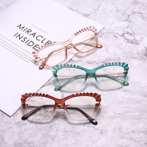 Cat Eye <b>Eyeglasses</b> <b>Frames</b> Full Rim TR90 Anti Blue Light Women's 5023 Retro Clear Crystal Glasses - Product Image 2