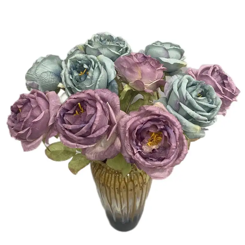 Wholesale Fakeflowers Decoration Purple Peonies Fabric Flowers Artificial Peony Silk Flowers For Wedding Decoration