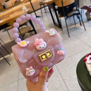 Nuovi piccoli bambini alla moda gelatina con catena di perle a spalla piccola Mini borsa borsa per ragazza carina