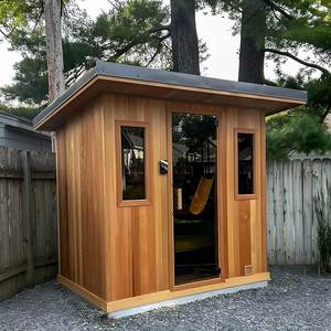 Casa de Sauna de madera de cicuta portátil para exteriores hecha en China, forma de barril cuadrado, estufa eléctrica de 3-15 kilovatios, combustión de madera de vapor - Product Image 2