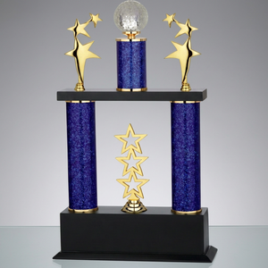 Trophée sportif de luxe en métal doré pour les grands tournois, portable et gravable, grands trophées en métal, trophée bleu. - Product Image 1
