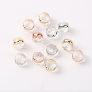 Bouchons d'oreille en silicone transparents, forme balle, or, or rose, argent, accessoires de bijoux, inserts antidérapants, pièces de boucles d'oreilles DIY - Product Image 1
