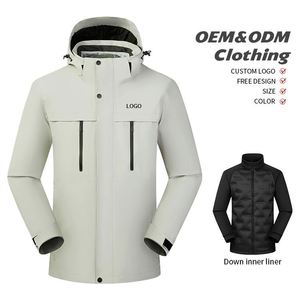 Vestes d'hiver pour hommes grande taille de haute qualité 2025, vente en gros, broderie 3D personnalisée, logo personnalisé, vestes unisexes trois en un - Product Image 3