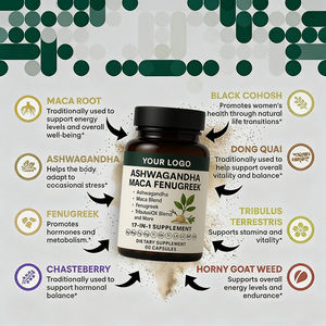 Suplemento Herbal Orgánico Más Vendido, Ashwagandha, Maca, Fenogreco, 60 Cápsulas, Sin Gluten, Vegano, Fábrica con Certificación ISO, OEM - Product Image 4