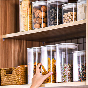 Citylife Rectángulo Contenedores de almacenamiento de plástico con tapas Tarro de almacenamiento de alimentos transparente Contenedores de café de azúcar Contenedor de almacenamiento de <span class=keywords><strong>despensa</strong></span> - Product Image 2