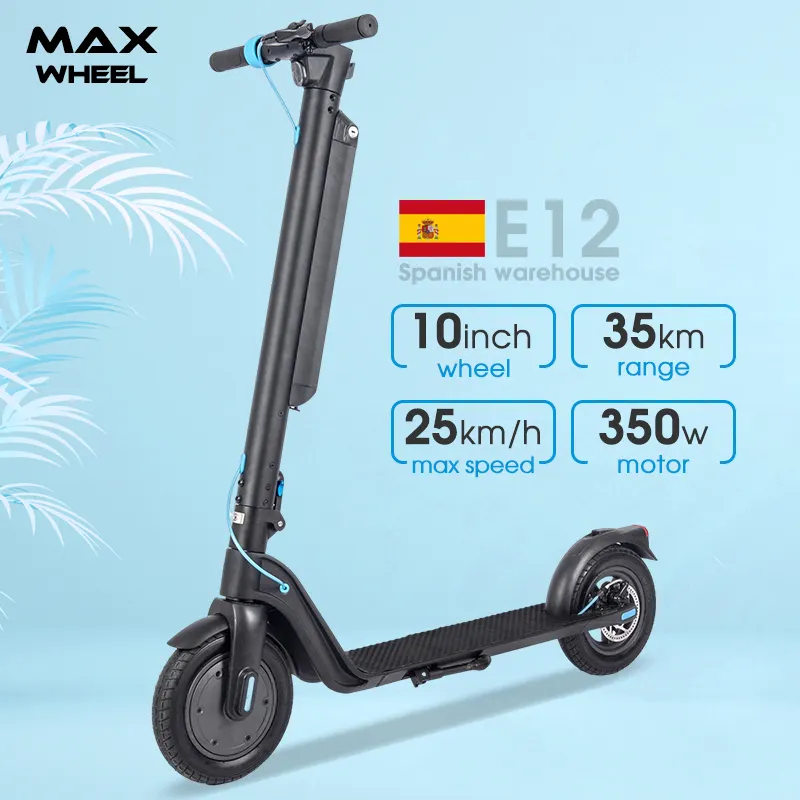 E12 electric scooter EU Warehouse big Two Wheels 10 inch city Road folding Adult mobility e Scooter electrico 350w 36v10AH