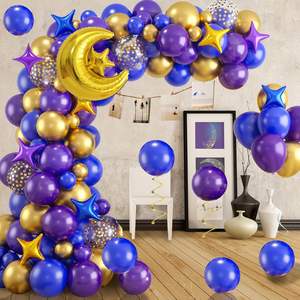 Ballons en latex bleu, violet et or pour les décorations <span class=keywords><strong>de</strong></span> fête du Ramadan Moubarak et <span class=keywords><strong>de</strong></span> l'Aïd, avec guirlande <span class=keywords><strong>de</strong></span> ballons, lune, étoile et <span class=keywords><strong>arche</strong></span> - Product Image 4