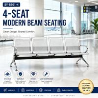 Banc d'attente moderne 4 places, chaise commerciale en métal pour espaces publics, écoles, centres commerciaux, parcs, table à thé optionnelle SY-BS01-4