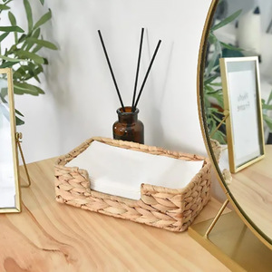 Handmade Woven Tissue Box <b>Square</b> Water Hyacinth <b>Storage</b> <b>Basket</b> For Kitchen Bathroom Decor - Product Image 2
