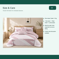 Vente en gros d'usine, ensemble de draps de lit 6 pièces en coton poly rayé rose, 250TC, Queen King, OEM ODM