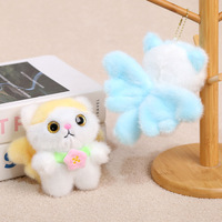 Porte-clés chat ange fleur le plus vendu – Adorable et doux porte-clés chat en peluche, figurine chat mignonne