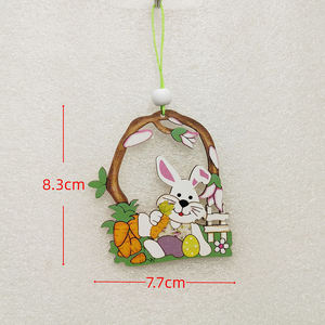 Petit lapin en bois à suspendre au mur, pendentif en bois, ornement de Pâques, vente en gros - Product Image 4