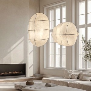 Japanese Wabi Sabi Style Faux Silk Floor Lamp Led <b>Light</b> Multi Head Chandelier For Living Room Bedroom Home Decor - Product Image 2