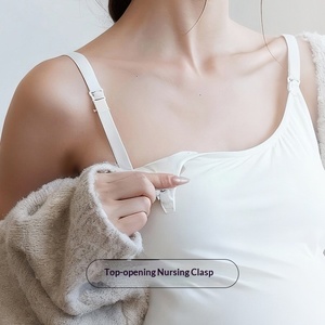 1727 <strong>Maternity</strong> Slip <strong>Dress</strong> <strong>for</strong> Summer Suspender Skirt Mid-length Crew Neck Anti-bacteria Plus Size Nursing <strong>Dress</strong> with Breast Pads - Product Image 3