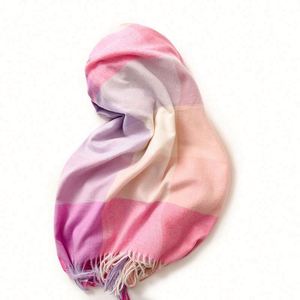 Elegante Chal Grande a Rayas y Cuadros Estilo Socialité 2025 para Mujer, Bufandas Cálidas para Otoño e Invierno - Product Image 2