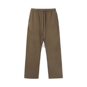 Pantalons de survêtement pour homme en laine peignée lourde, coupe droite, avec cordon de serrage et logo personnalisé, style décontracté - Product Image 1