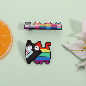 Arco Iris gato esmalte Pin <span class=keywords><strong>LGBT</strong></span> orgullo colorido gatito dibujos animados Animal broche solapa insignia joyería regalo para amigos al por mayor - Product Image 2