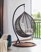 Chaise suspendue en osier, fauteuil de loisirs avec cadre métallique, pour salon