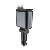 Chargeur de voiture rétractable rapide 4 en 1 100W, chargeur de voiture USB C, charge rapide, câbles rétractables et adaptateur de chargeur de voiture avec port USB