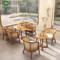 Juego de mesa y sillas de café de alta calidad, sillones de ratán de restaurante modernos nórdicos adecuados para muebles de restaurante y cafetería