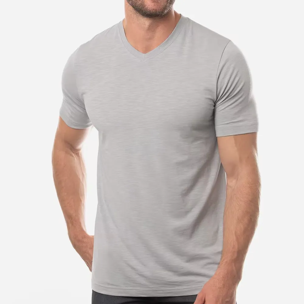 Benutzer definierte Logo Baumwolle Polyester Slim Fit Casual V-Ausschnitt T-Shirt Für Männer beste Qualität Marke