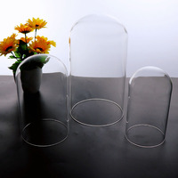 Couvercle en verre de prix usine pour gâteau clair haute boule d'hémisphère de dôme en verre de Borosilicate cylindrique pour la décoration à la maison