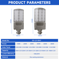 Lampu Jalan LED Tenaga Surya Terpisah Gaya Modern Tahan Air IP67 Aluminium untuk Luar Ruangan 100 200 300 500 600 800 Watt