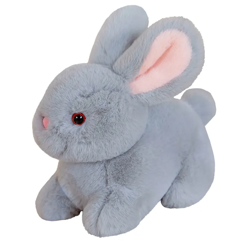 Juguete de peluche de conejo esponjoso de simulación, muñeco de conejito realista, colgante de Animal de peluche suave, llavero, regalo de cumpleaños para niños
