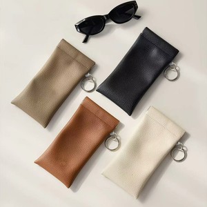 Étui à lunettes en cuir à motif litchi, pratique pour les lunettes de vue et les lunettes de soleil, avec fermeture à pression. - Product Image 1