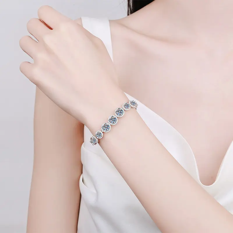 10ct Moissanite Armband Gra Lab Gekweekte Diamanten Luxe S925 Sterling Zilveren Vrouwen Fijne Mode Sieraden Armband Armband