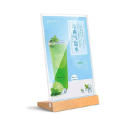Panneau double face KTV épais A4 A5 A6 A7 Restaurant Transparent Tabletop Acrylic T-Shaped Wood Menu Holder Stand