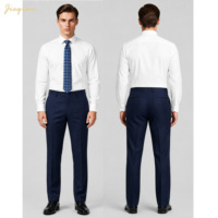 Costume deux pièces Jieqian pour homme, bleu marine, en mélange de laine, double boutonnage, 6 boutons, revers pointus, tenue de cérémonie professionnelle, vente en gros OEM sur mesure