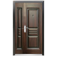Porte d'entrée pivotante moderne en aluminium noir avec serrure intelligente, extérieur en acier inoxydable