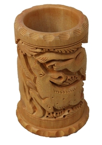 Handcrafted Wooden <b>Elephant</b> Carved Home <b>Decor</b> Traditional Round Tabletop Ornament Indoor Living Room Art Piece - Product Image 6