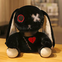 Jouet en peluche super doux de lapin gothique effrayant et mignon pour Noël avec doublure en maille pour les fans d'horreur