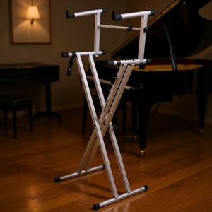 ขาตั้งคีย์บอร์ด 2 ชั้น แบบ Double X ปรับระดับได้ ทำจากอลูมิเนียมอัลลอย สำหรับเปียโนไฟฟ้าและเครื่องดนตรี - Product Image 2