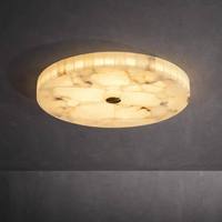 Plafonnier Rond Minimaliste en Laiton et Marbre Alabastre, Style Nordique, pour Chambre à Coucher