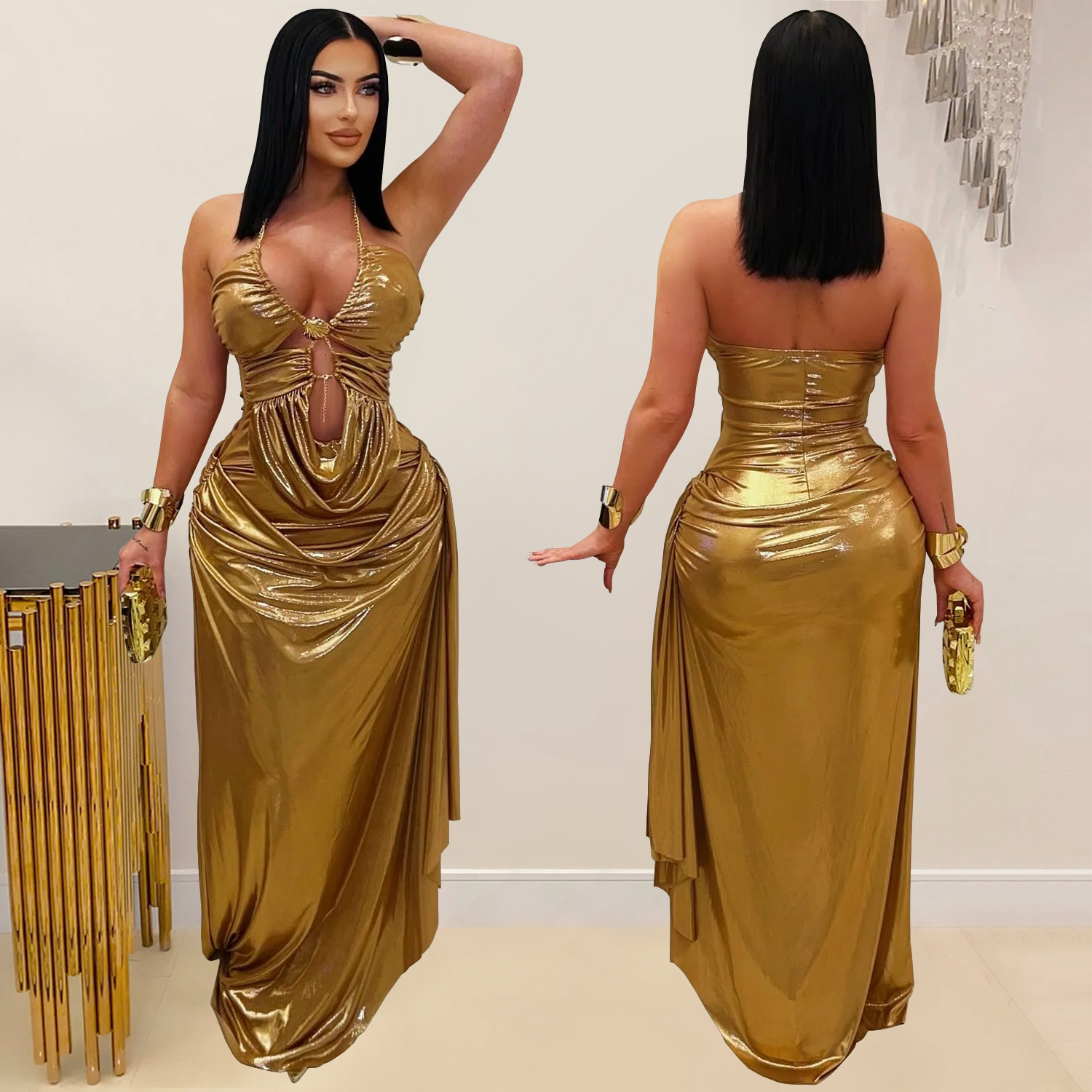 Bling Bling Metallic Gold Dress - Sex Appeal & Style